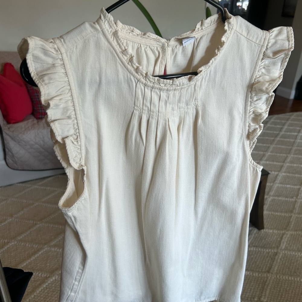 Old Navy Cotton Cream Ruffle Sleeve Women's Top